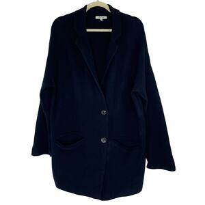 Madewell blue button down cardigan knit women's Medium 100% Merino Wool